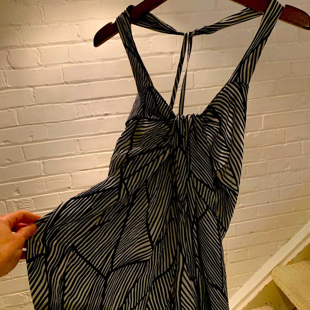 All Saints Black and White Striped Blouse